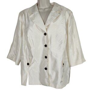 Dana Kay Ivory Blazer Jacket Button Up Women Size 24W Shimmer Special Occasion